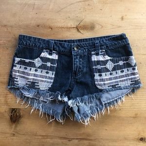 Boho Denim Micro shorts woven patch pockets